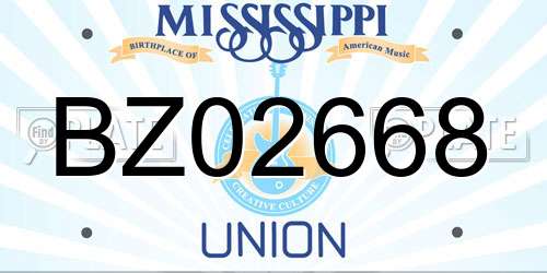 BZ02668 Mississippi License Plate