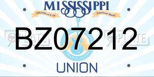 BZ07212 Mississippi License Plate