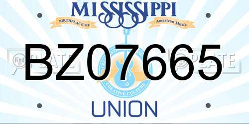BZ07665 Mississippi License Plate