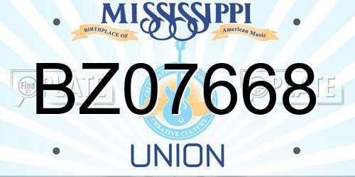 BZ07668 Mississippi License Plate