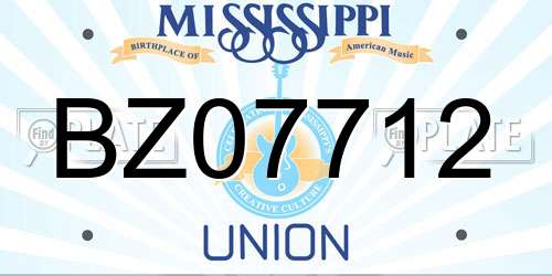BZ07712 Mississippi License Plate