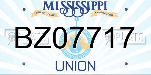 BZ07717 Mississippi License Plate