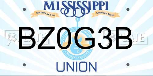 BZ0G3B Mississippi License Plate