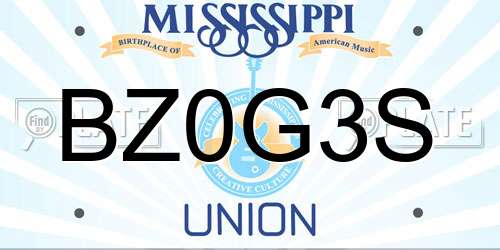 BZ0G3S Mississippi License Plate