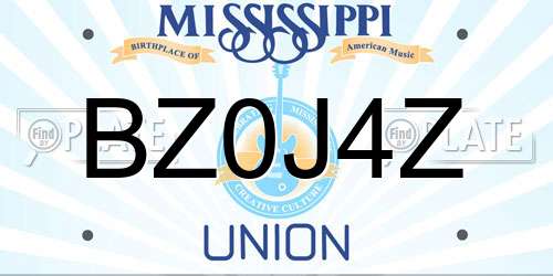 BZ0J4Z Mississippi License Plate