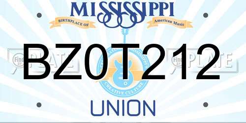 BZ0T212 Mississippi License Plate