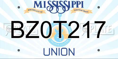 BZ0T217 Mississippi License Plate