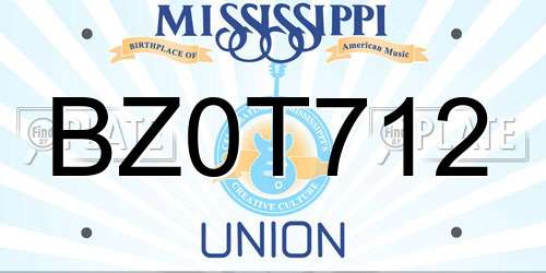 BZ0T712 Mississippi License Plate