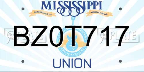 BZ0T717 Mississippi License Plate