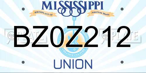 BZ0Z212 Mississippi License Plate
