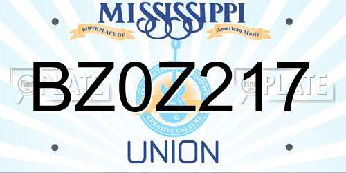 BZ0Z217 Mississippi License Plate