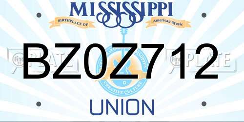 BZ0Z712 Mississippi License Plate