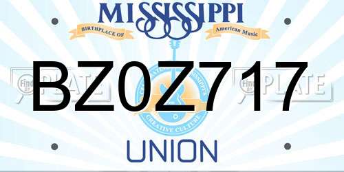 BZ0Z717 Mississippi License Plate