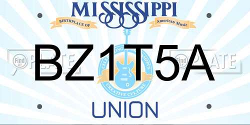 BZ1T5A Mississippi License Plate