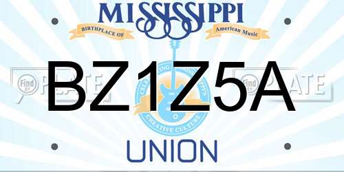 BZ1Z5A Mississippi License Plate