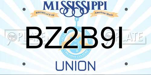 BZ2B9I Mississippi License Plate