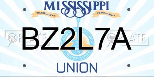 BZ2L7A Mississippi License Plate