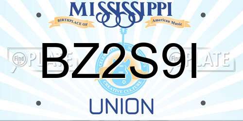 BZ2S9I Mississippi License Plate