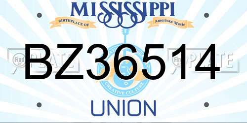 BZ36514 Mississippi License Plate