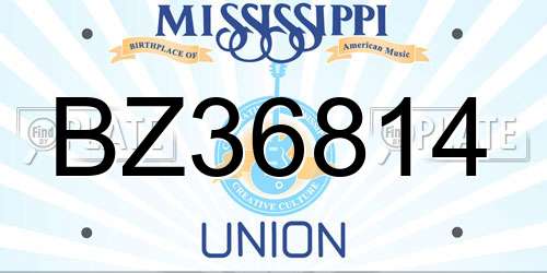 BZ36814 Mississippi License Plate