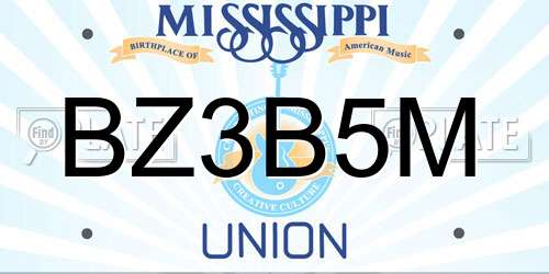 BZ3B5M Mississippi License Plate