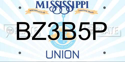 BZ3B5P Mississippi License Plate