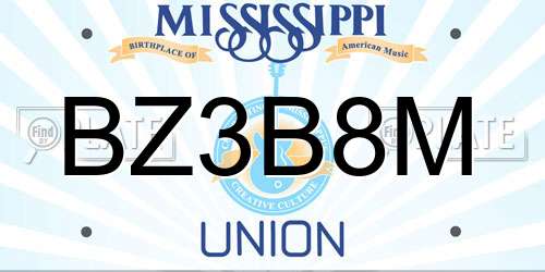 BZ3B8M Mississippi License Plate