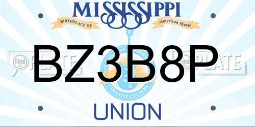 BZ3B8P Mississippi License Plate