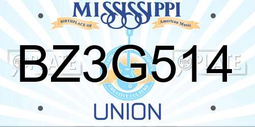 BZ3G514 Mississippi License Plate