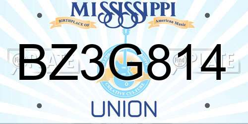 BZ3G814 Mississippi License Plate