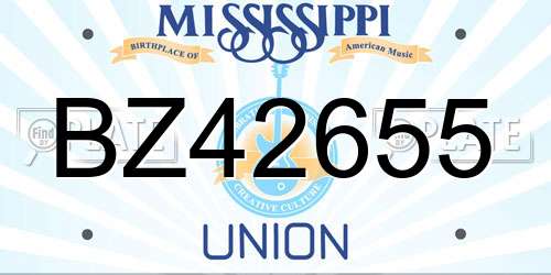 BZ42655 Mississippi License Plate