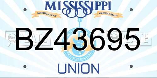 BZ43695 Mississippi License Plate