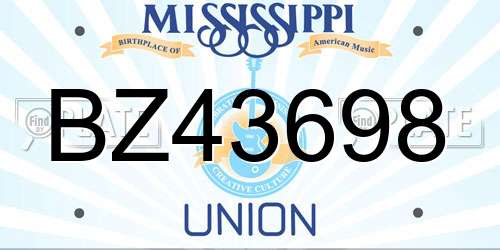 BZ43698 Mississippi License Plate