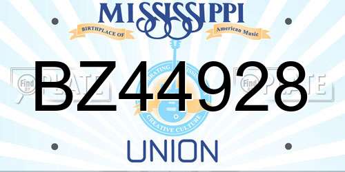 BZ44928 Mississippi License Plate