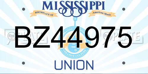 BZ44975 Mississippi License Plate