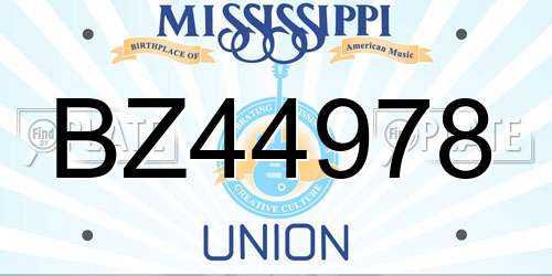 BZ44978 Mississippi License Plate