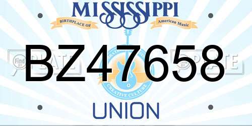 BZ47658 Mississippi License Plate