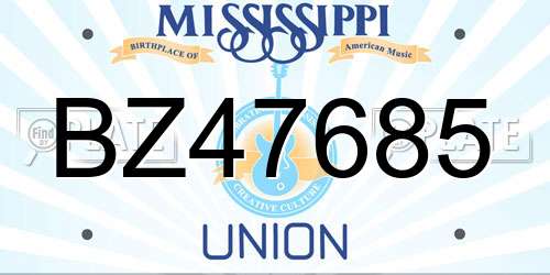 BZ47685 Mississippi License Plate