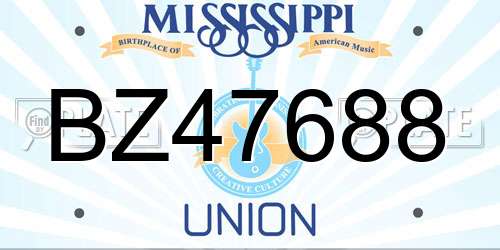 BZ47688 Mississippi License Plate