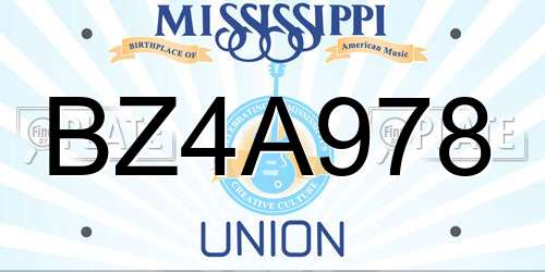 BZ4A978 Mississippi License Plate