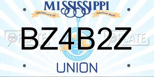 BZ4B2Z Mississippi License Plate