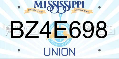 BZ4E698 Mississippi License Plate