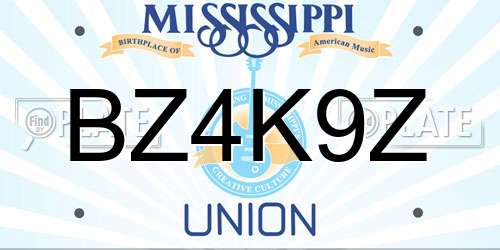 BZ4K9Z Mississippi License Plate