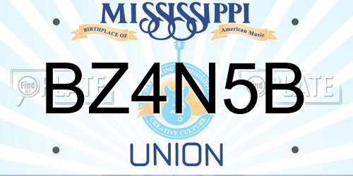 BZ4N5B Mississippi License Plate