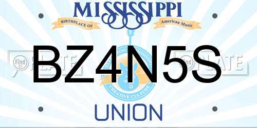 BZ4N5S Mississippi License Plate