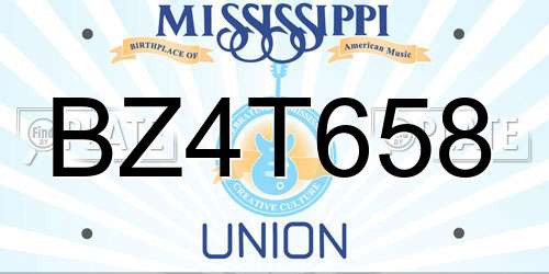 BZ4T658 Mississippi License Plate
