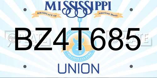 BZ4T685 Mississippi License Plate
