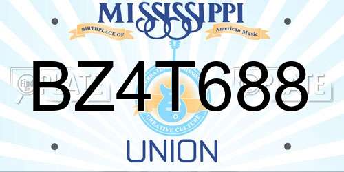 BZ4T688 Mississippi License Plate