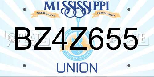 BZ4Z655 Mississippi License Plate