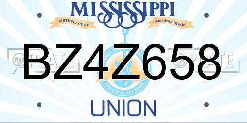 BZ4Z658 Mississippi License Plate